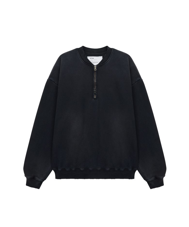 VTG WASHED HALF ZIP SWEATSHIRT / BLACK