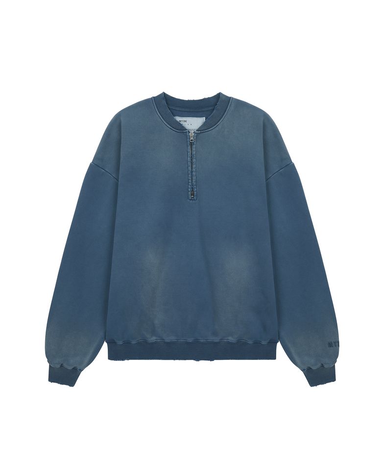 VTG WASHED HALF ZIP SWEATSHIRT / NAVY