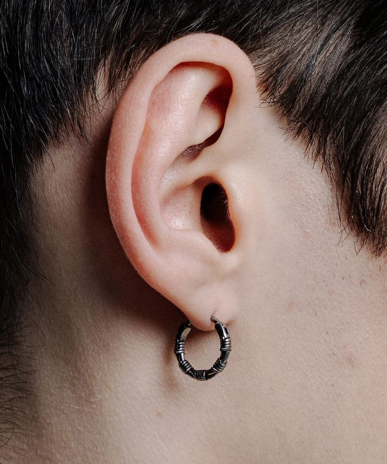 RAM014 Black Armor Mini Hoops Earrings
