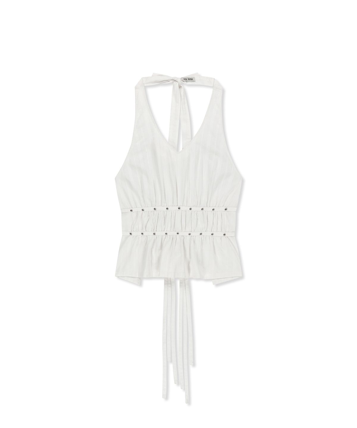 마뗑킴(MATIN KIM) HALTER NECK SHIRRING BLOUSE IN WHITE