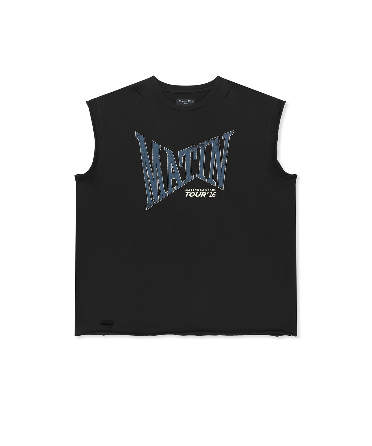 마뗑킴(MATIN KIM) RAW EDGE CUT OUT SLEEVELESS TOP FOR MEN IN BLACK