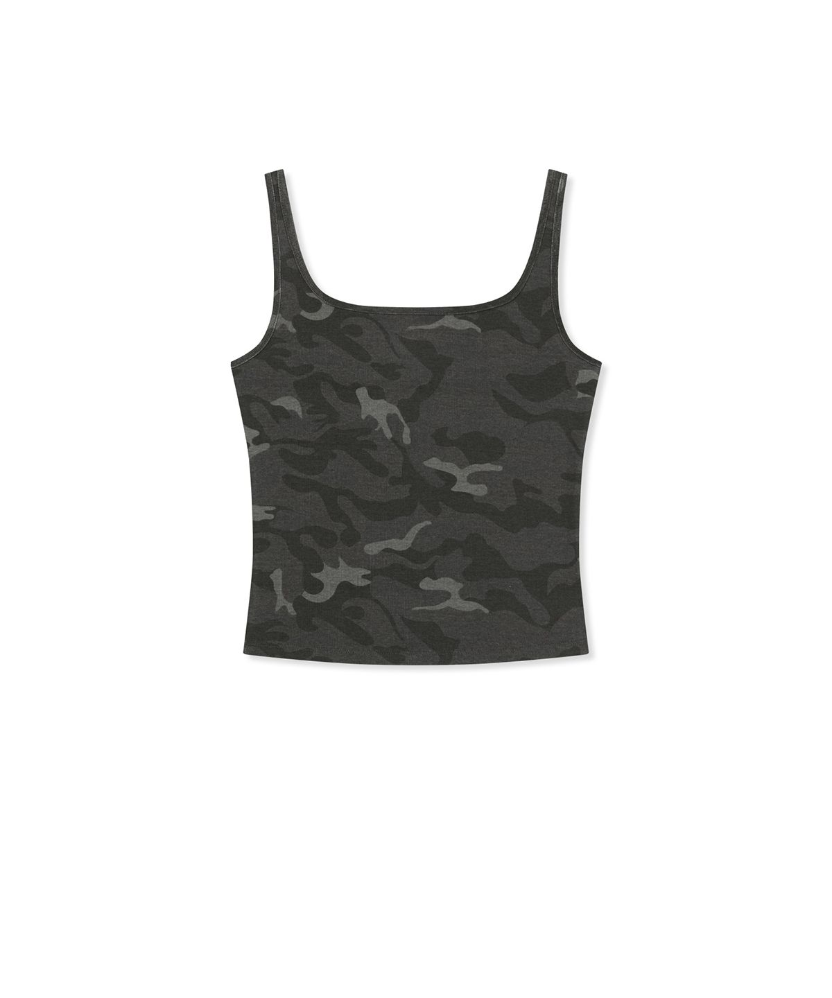 마뗑킴(MATIN KIM) SQUARE NECK CROPPED TANK TOP IN CHARCOAL