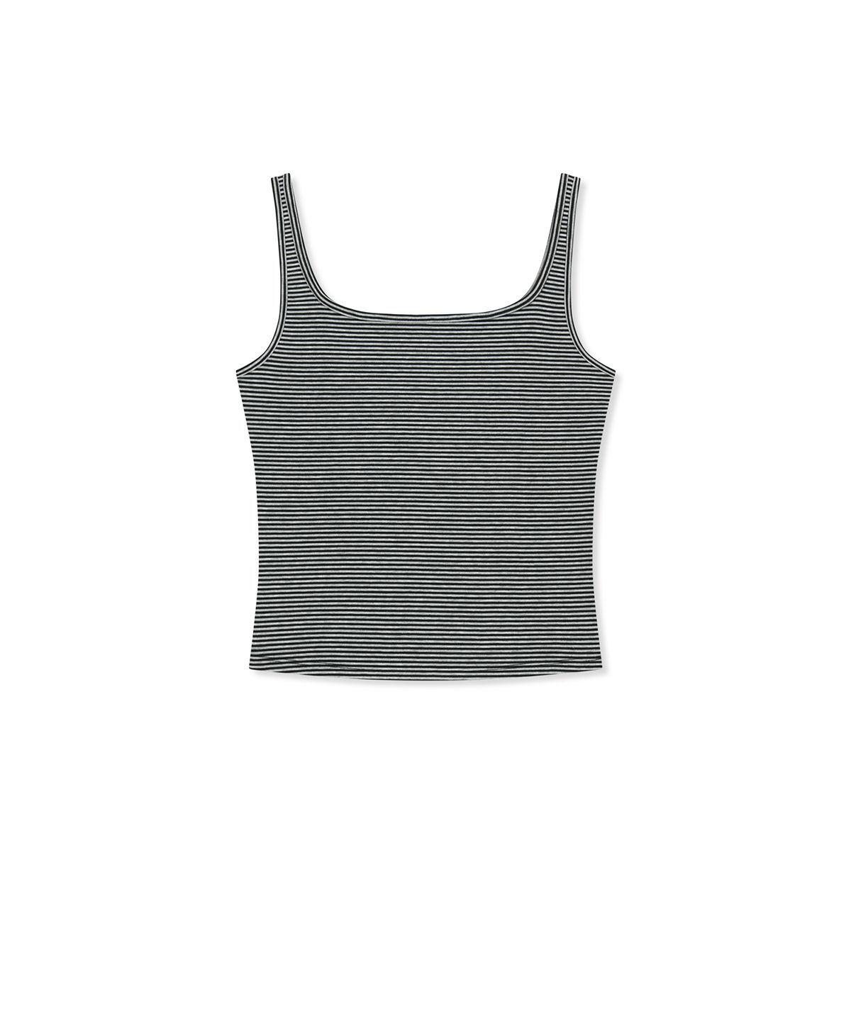 마뗑킴(MATIN KIM) SQUARE NECK CROPPED TANK TOP IN BLACK