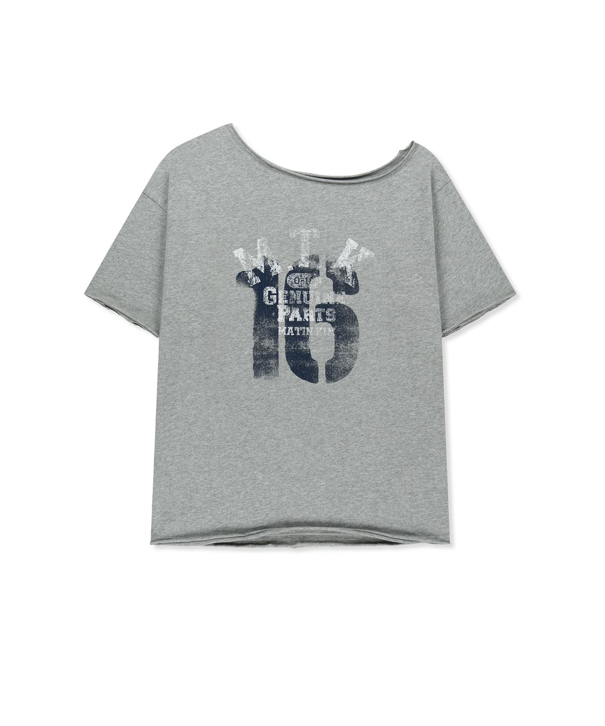 마뗑킴(MATIN KIM) MTK 16 GRAFFITI LOGO ASYMMETRIC TOP IN GREY