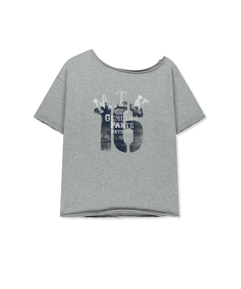 MTK 16 GRAFFITI LOGO ASYMMETRIC TOP IN GREY