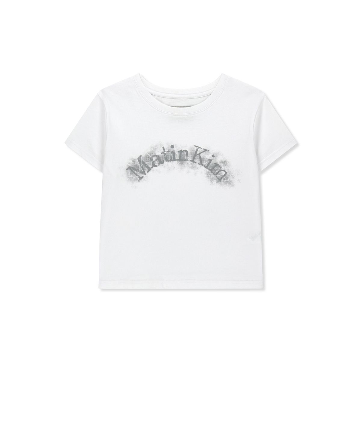 마뗑킴(MATIN KIM) MATIN KIM ARCH LOGO CROP TOP IN WHITE