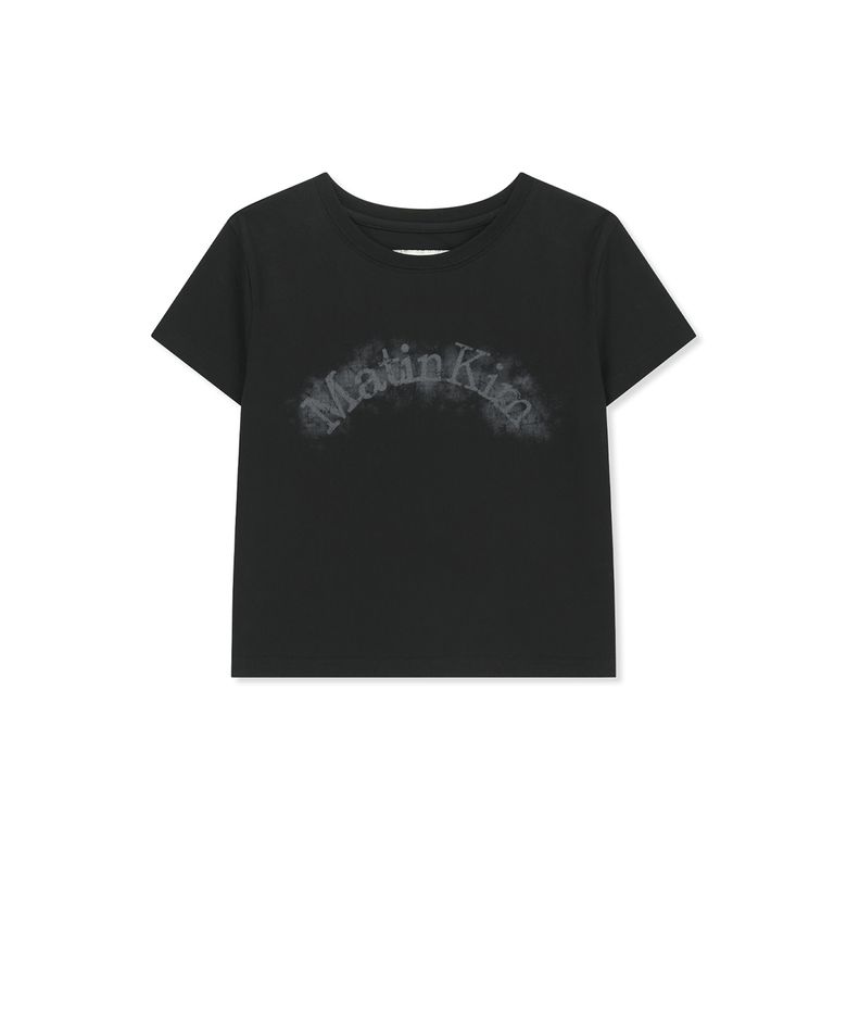 MATIN KIM ARCH LOGO CROP TOP IN BLACK