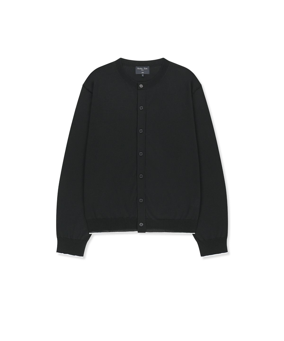 마뗑킴(MATIN KIM) BACK LOGO SHEER CARDIGAN FOR MEN IN BLACK