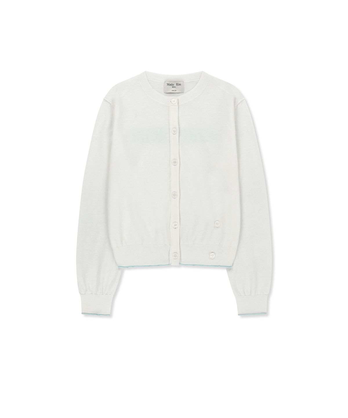 마뗑킴(MATIN KIM) BACK LOGO SHEER CARDIGAN FOR WOMEN IN WHITE