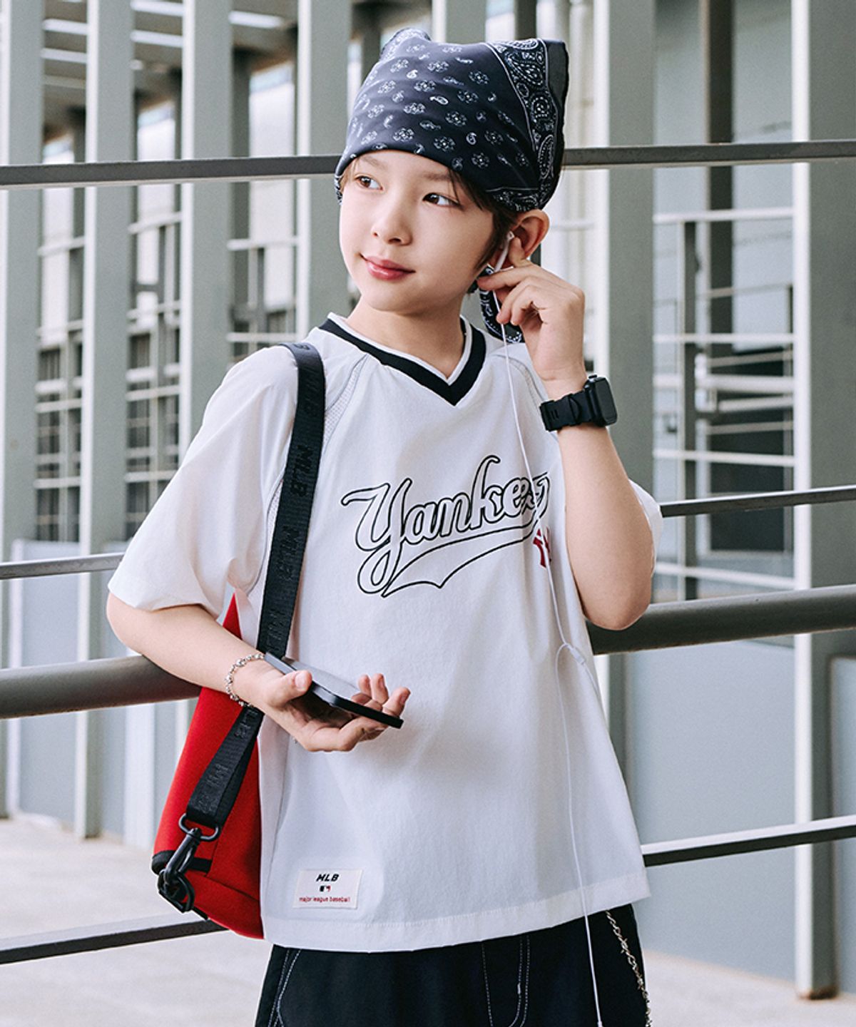 엠엘비 키즈(MLB KIDS) 스포티브 바시티 우븐 메쉬 배색 티셔츠 NY (White)