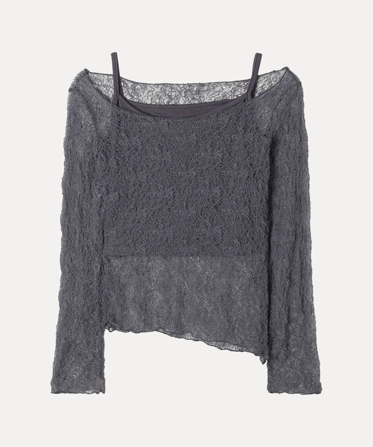 미쏘(MIXXO) 레이스 레이어드 긴팔 티셔츠_MIWLWG42SS