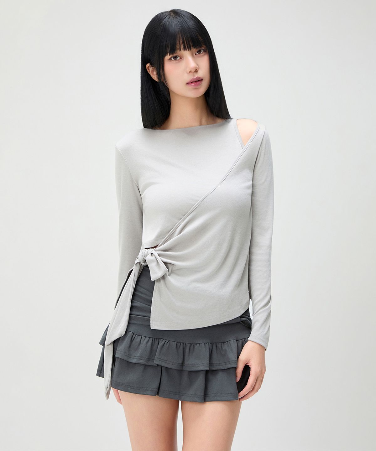 미쏘(MIXXO) 트임 랩 긴팔 티셔츠 RE LWG32SS_MIWLWG52QS