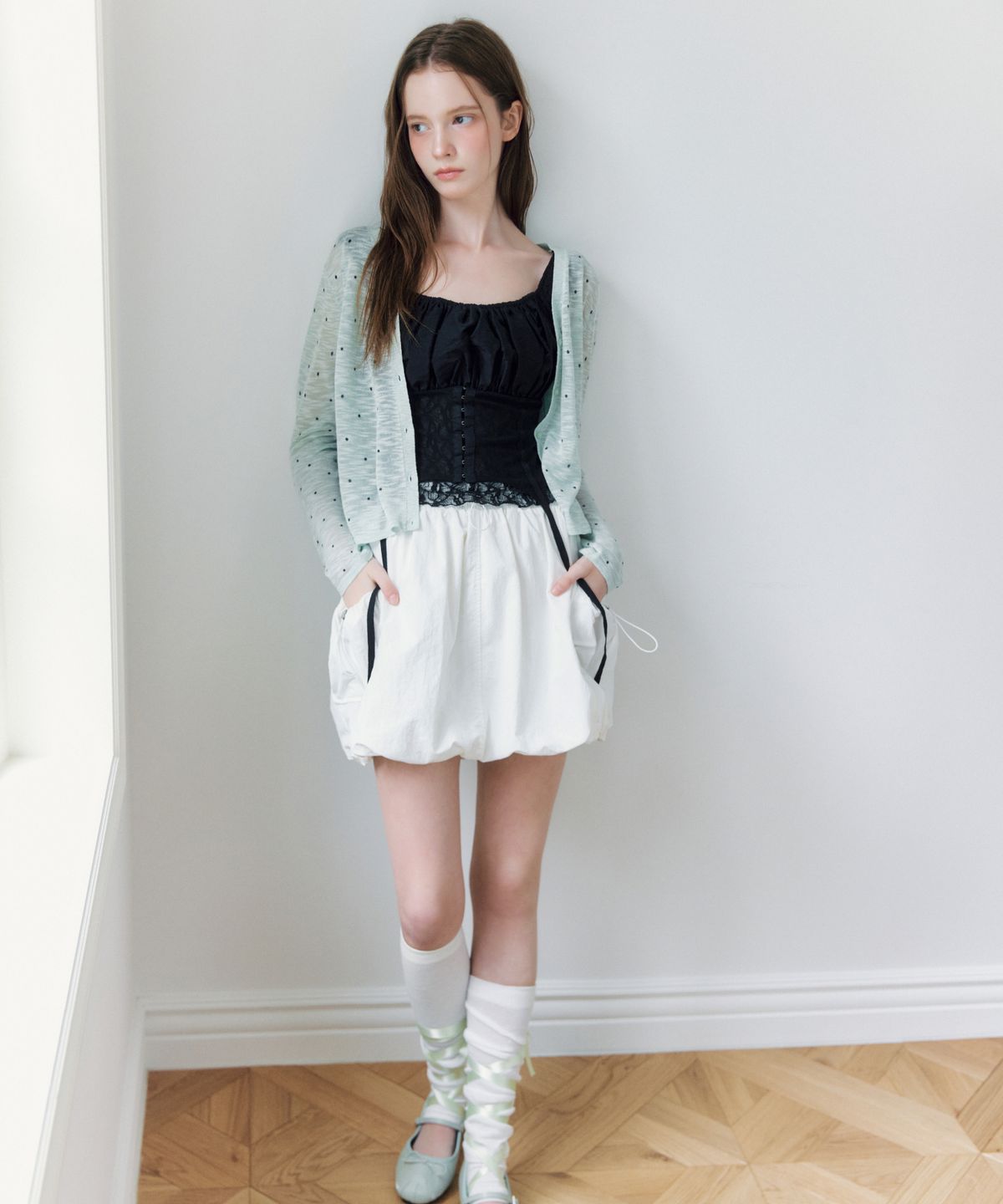 미쏘(MIXXO) 스트링 미니스커트 팬츠_MIWTHG713G