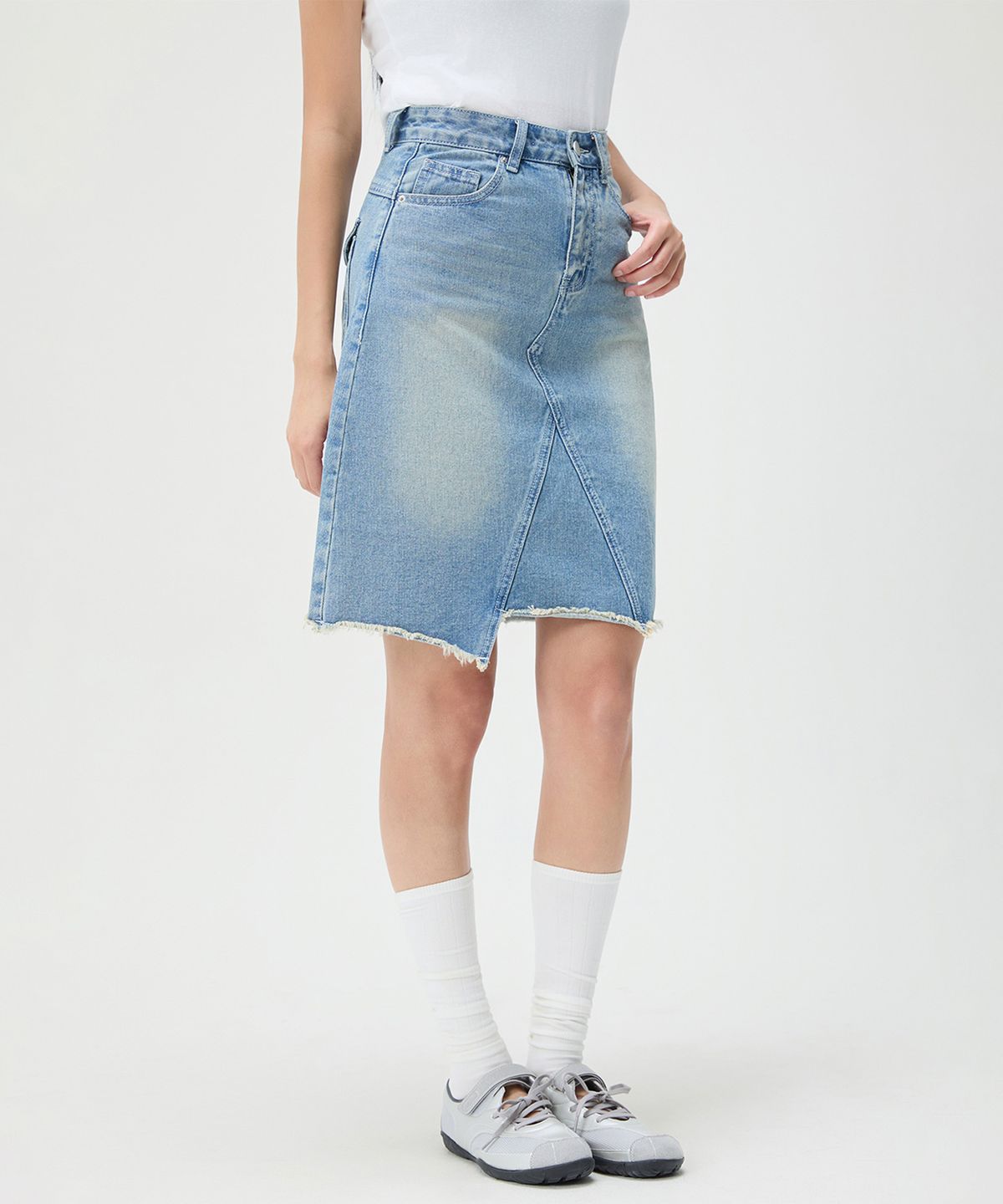 미쏘(MIXXO) 미디 데님 스커트_MIWWJG51SS
