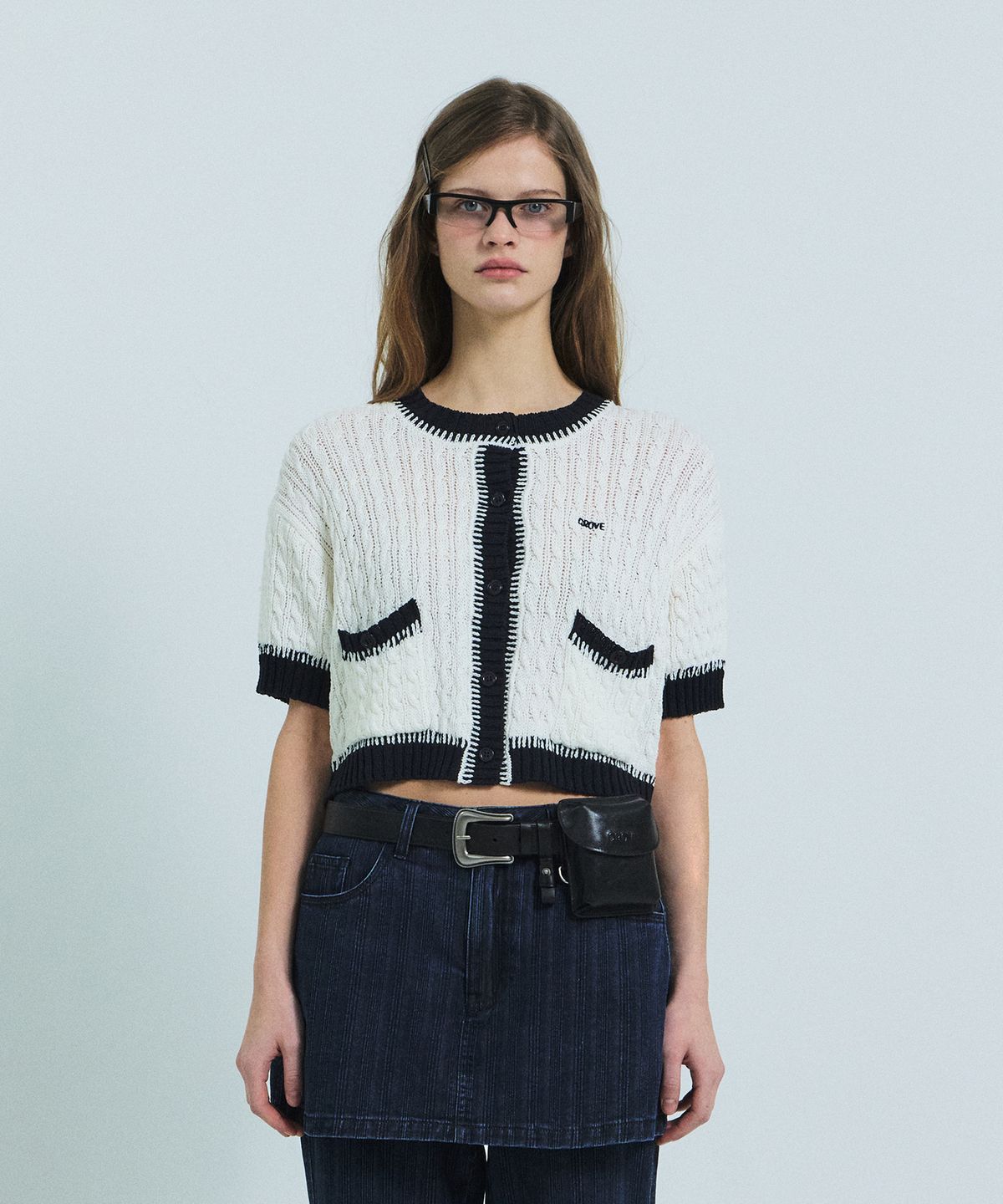 그로브(GROVE) DARCY H/S KNIT CARDIGAN (IVORY)