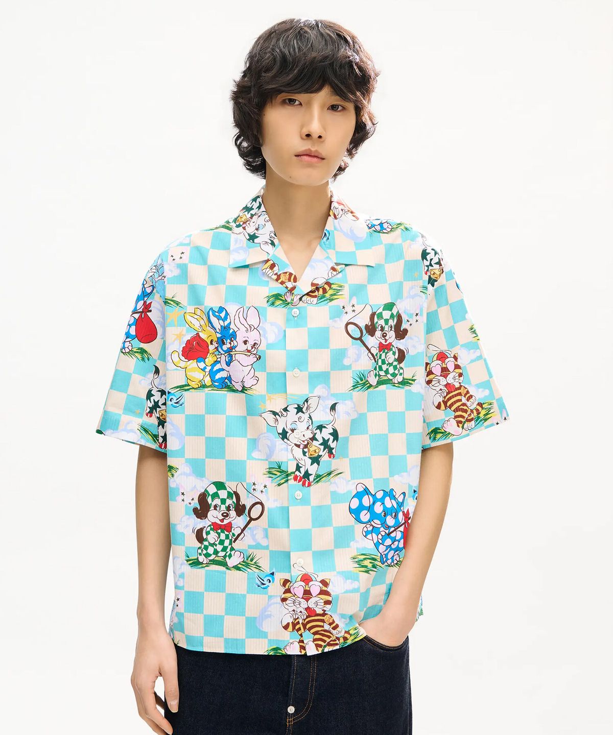 겐조(KENZO) 남성 겐조 카툰 하와이안 반팔 셔츠_K265AMIC02AQX
