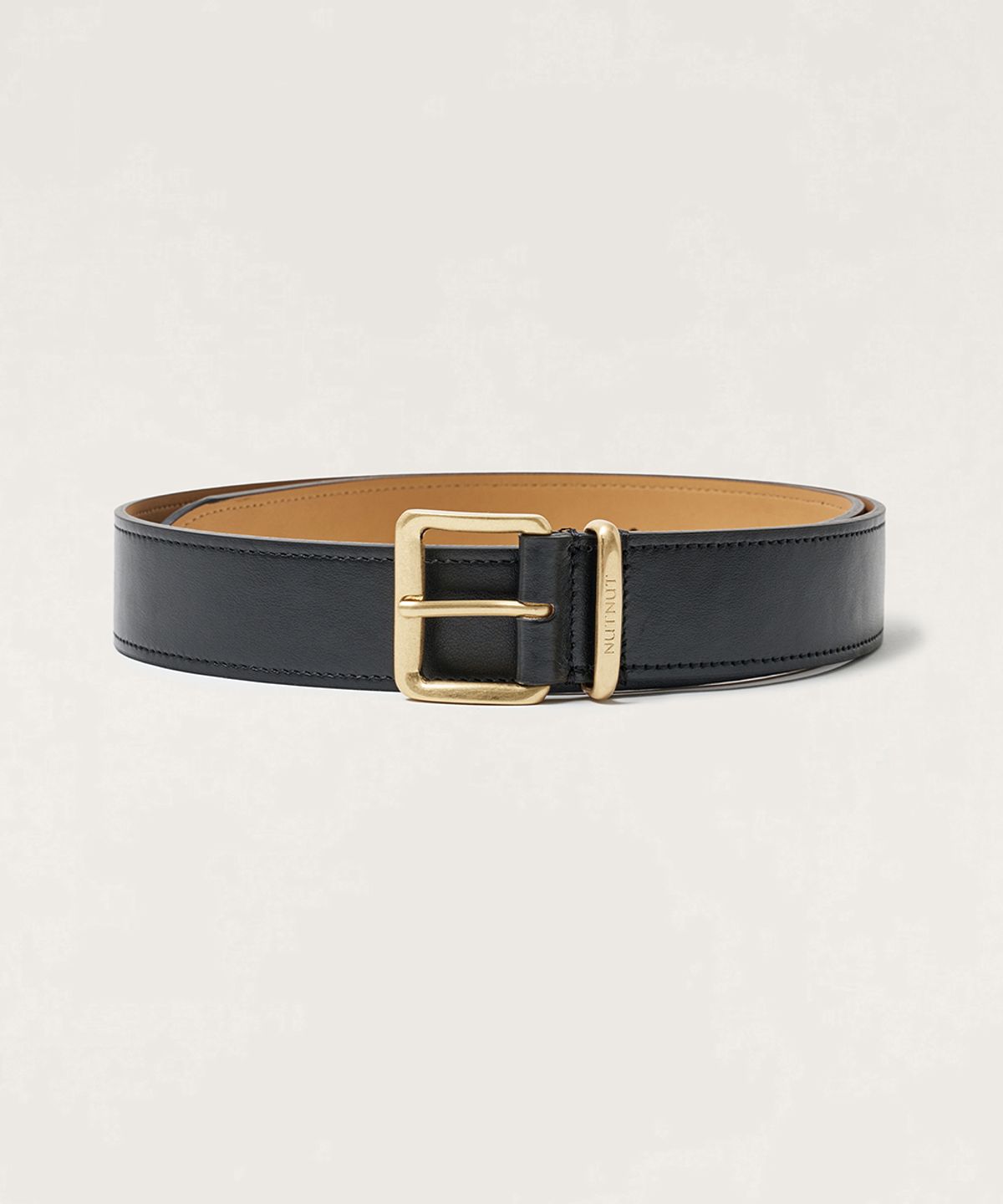 넛넛(NUTNUT) Basic Square Leather Belt - BLACK