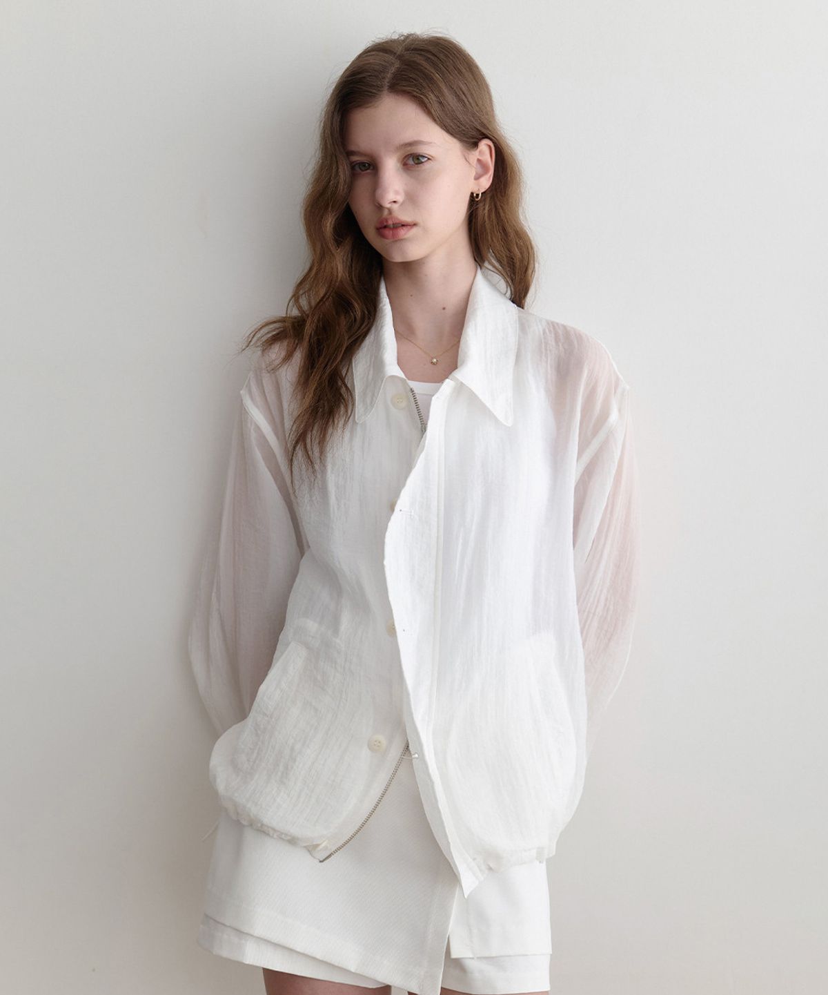 르나브(LENAV) summer button kara blouson (white)