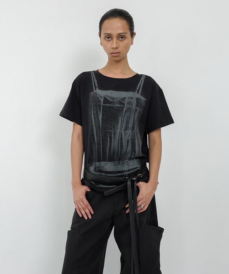 BELT LAYER PRINTED T-SHIRT BLACK