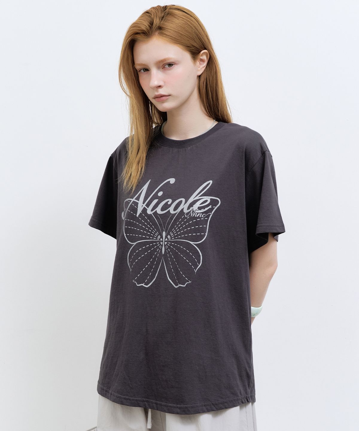 닉앤니콜(NICK&NICOLE) NICOLE BUTTERFLY SLEEVE TOP_CHARCOAL SILVER