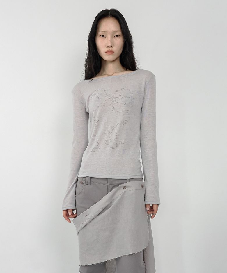 RIBBON TYPO LONG SLEEVE SAND BEIGE