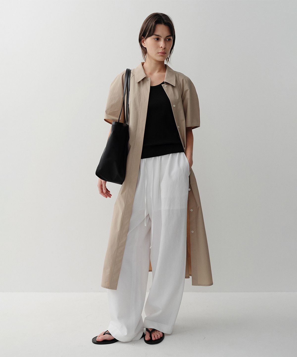 이아(EAAH) RAGLAN SHIRT DRESS (BEIGE)