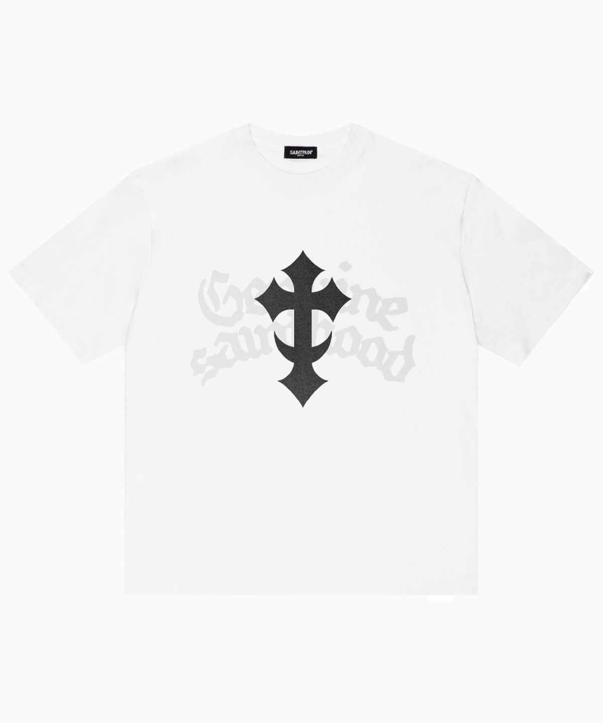 세인트페인(SAINTPAIN) SP 헤비웨이트 레이어 크로스 반팔티 화이트