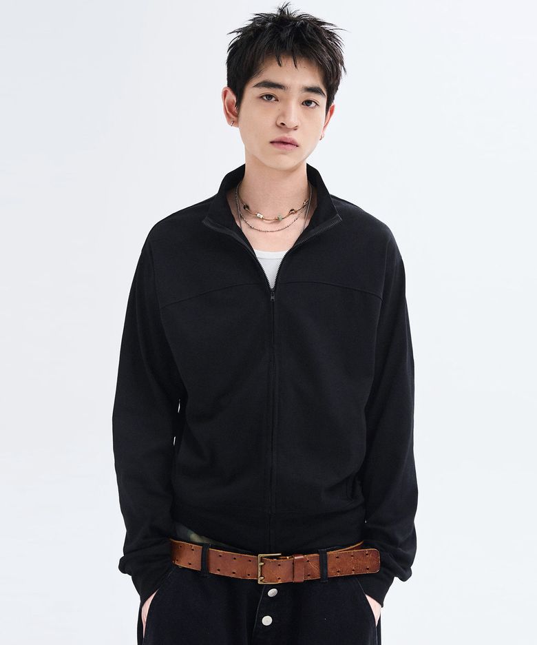 슬림핏 라이트 저지 집업 [블랙]