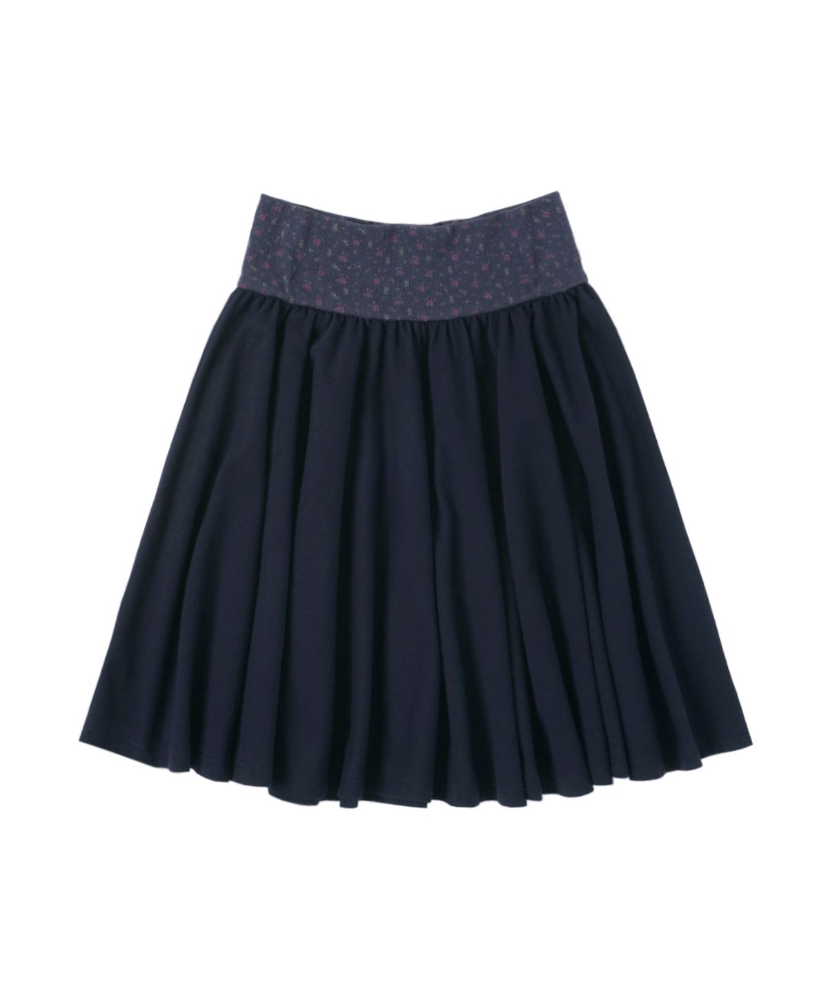 써넥트(SUNNECT) Floral Banded Flare Skirt - Navy