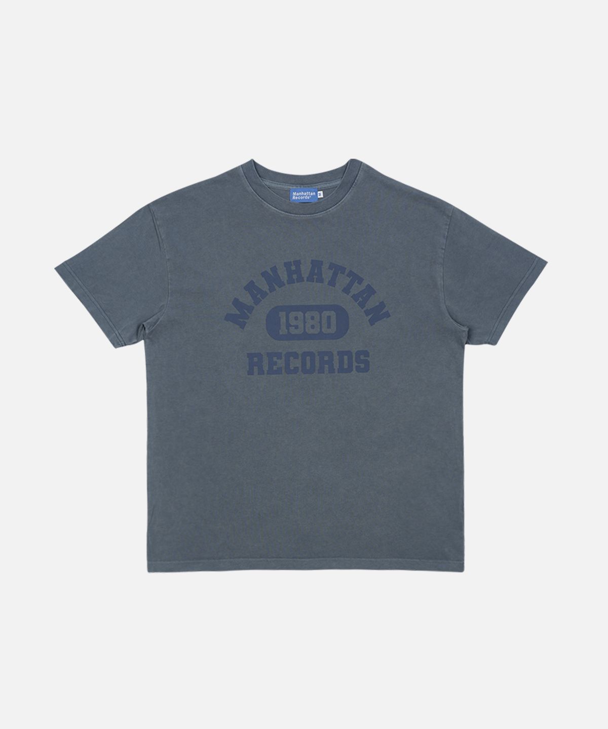 맨하탄레코즈(MANHATTAN RECORDS) MR Pigment College Logo Tee - Blue