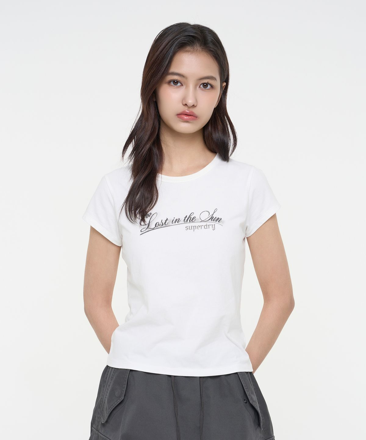 슈퍼드라이(SUPERDRY) 우먼스 캡 슬리브 티셔츠 화이트 SDFISCQ41WHT