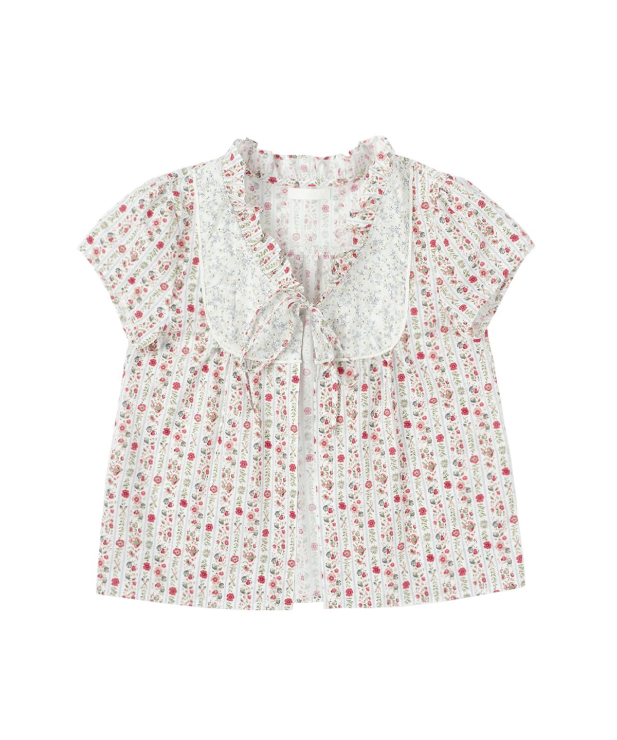 써넥트(SUNNECT) Floral Peasant Blouse - White