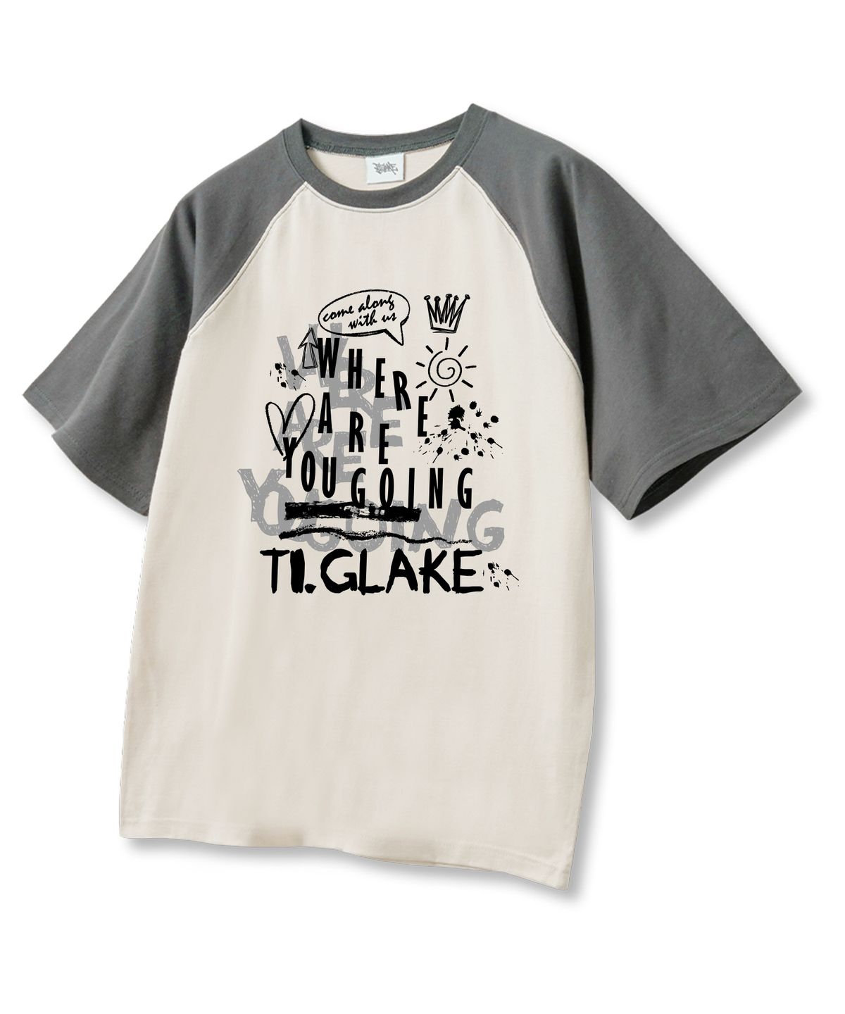 티글레이크(TI.GLAKE) 유고잉리 래글런 오버핏 반팔 티셔츠 라이트베이지