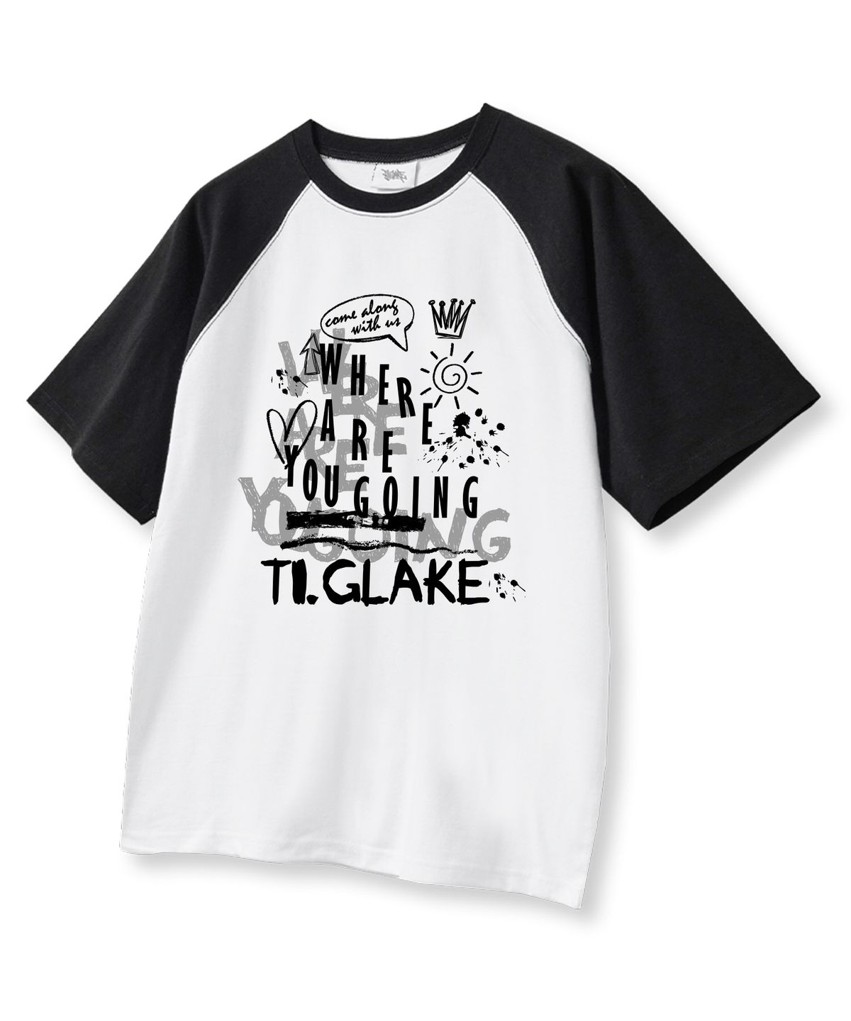 티글레이크(TI.GLAKE) 유고잉리 래글런 오버핏 반팔 티셔츠 화이트