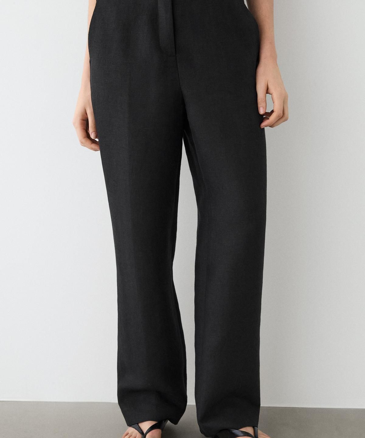 마시모두띠(MASSIMO DUTTI) 스트레이트핏 플루이드 린넨 팬츠