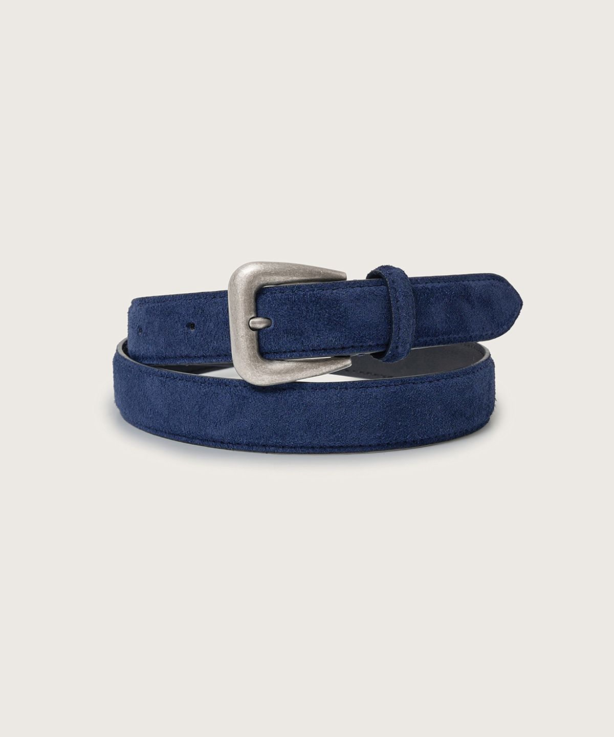 넛넛(NUTNUT) Rounded Square Leather Belt - NAVY