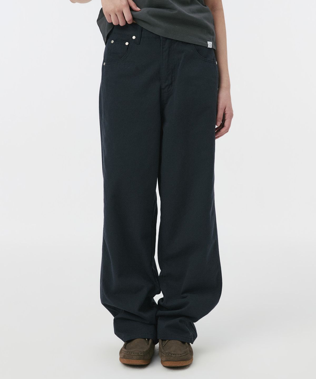 오헤시오(OHESHIO) STRAIGHT COLOR COTTON PANTS, NAVY