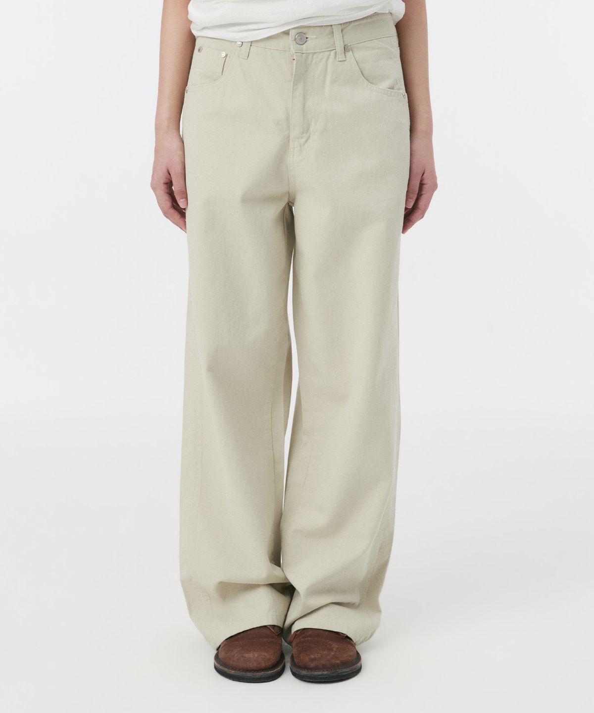 오헤시오(OHESHIO) STRAIGHT COLOR COTTON PANTS, LIGHT BEIGE