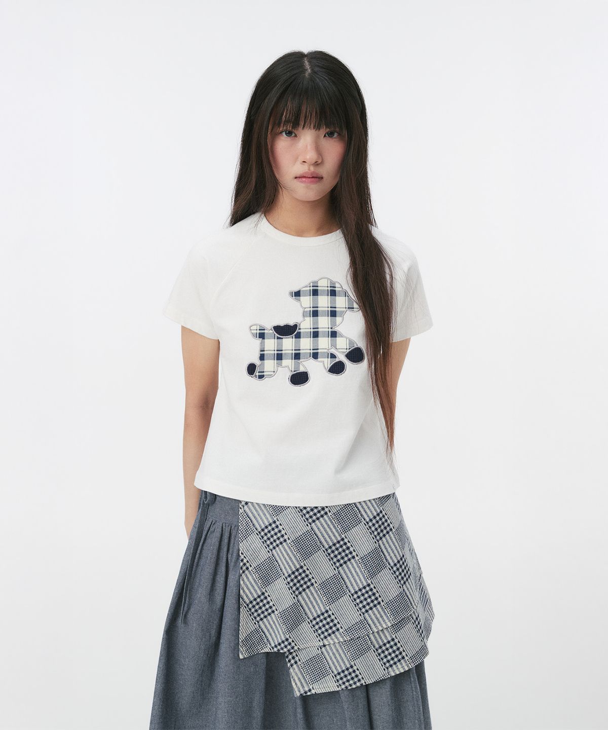 오헤시오(OHESHIO) LITTLE SHEEP PATCH T-SHIRT, WHITE