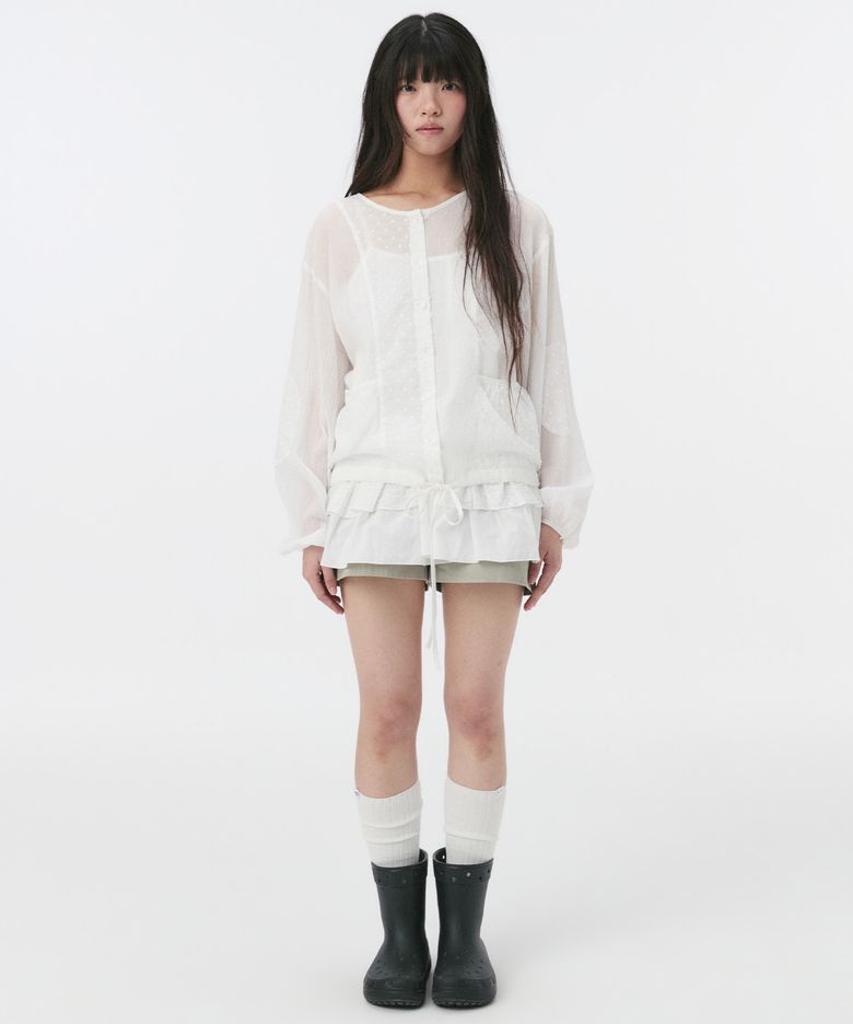 DOT PATCHWORK BLOUSE, WHITE