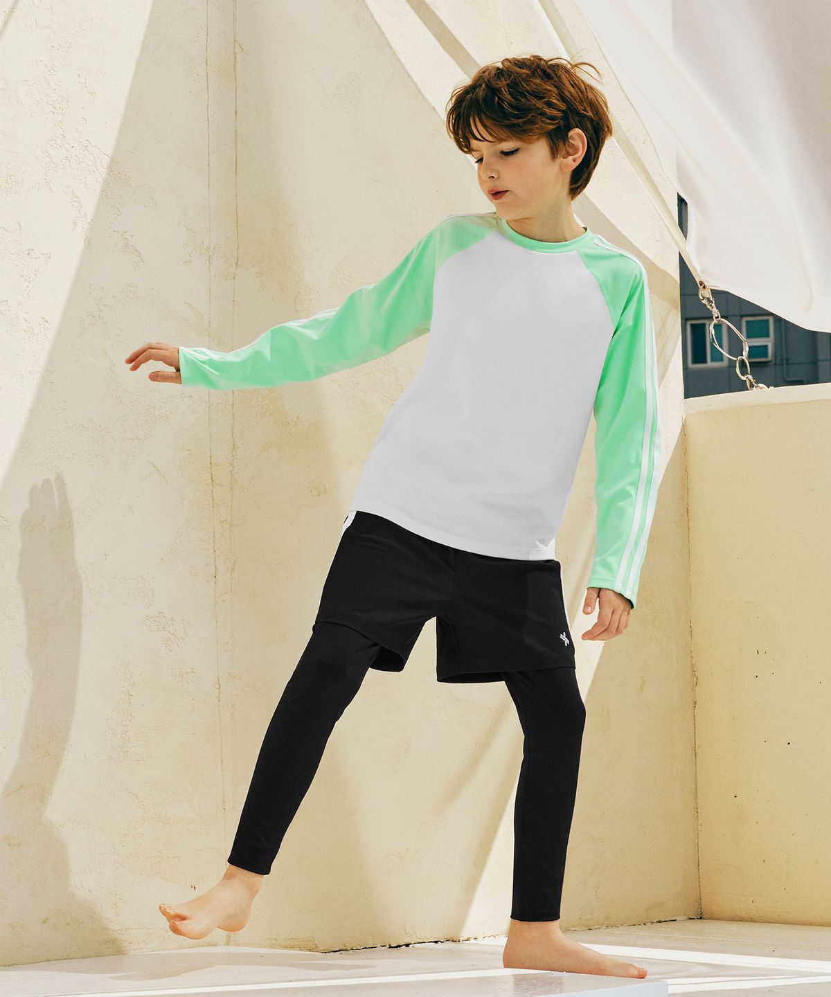 젝시믹스 키즈(XEXYMIX KIDS) 배색 키즈 투인원 쇼츠 레깅스 XUL2WL1306