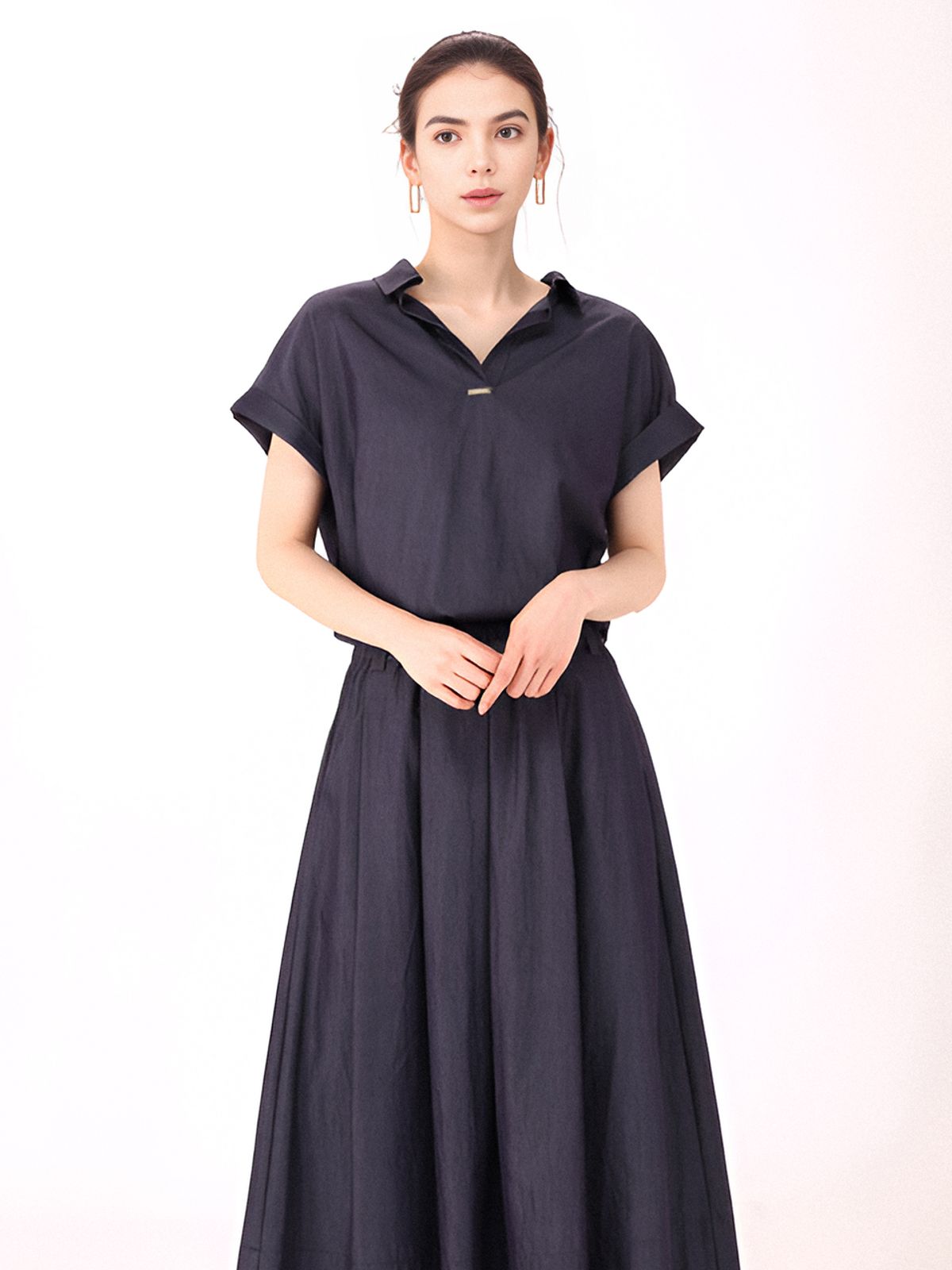 아쿠드(ACUD) Half Sleeve Glossy Set-up _Denim