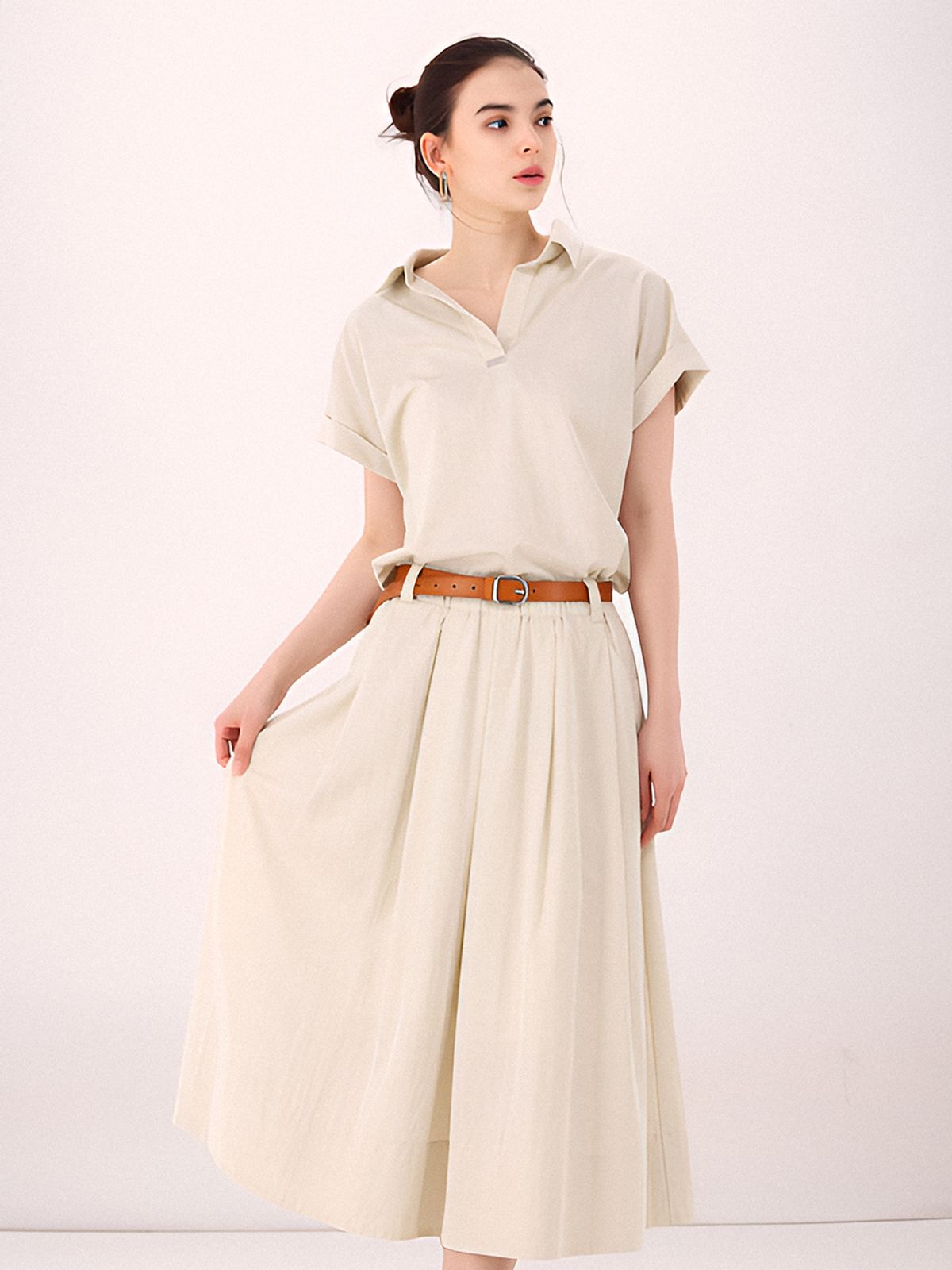 아쿠드(ACUD) Half Sleeve Glossy Set-up _L.Beige