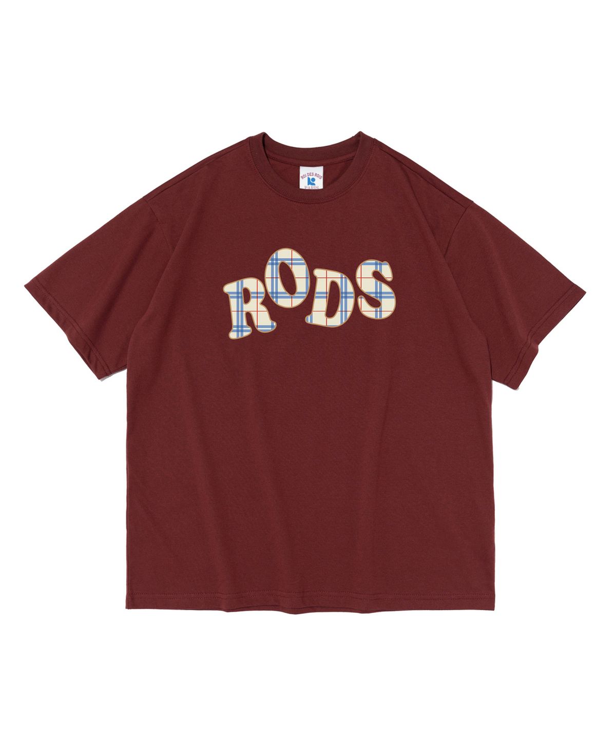로아드로아(ROIDESROIS) RODS 체크 로고 반팔티 (와인)
