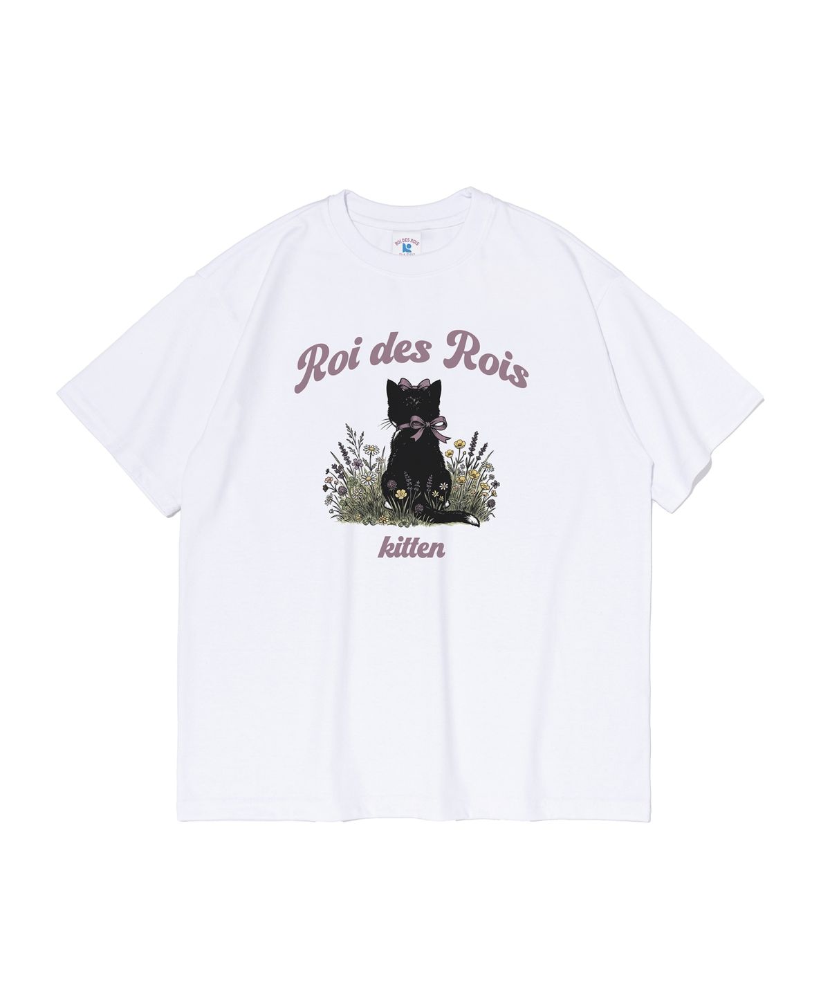 로아드로아(ROIDESROIS) 플라워 키튼 캣 그래픽 반팔티 (화이트)