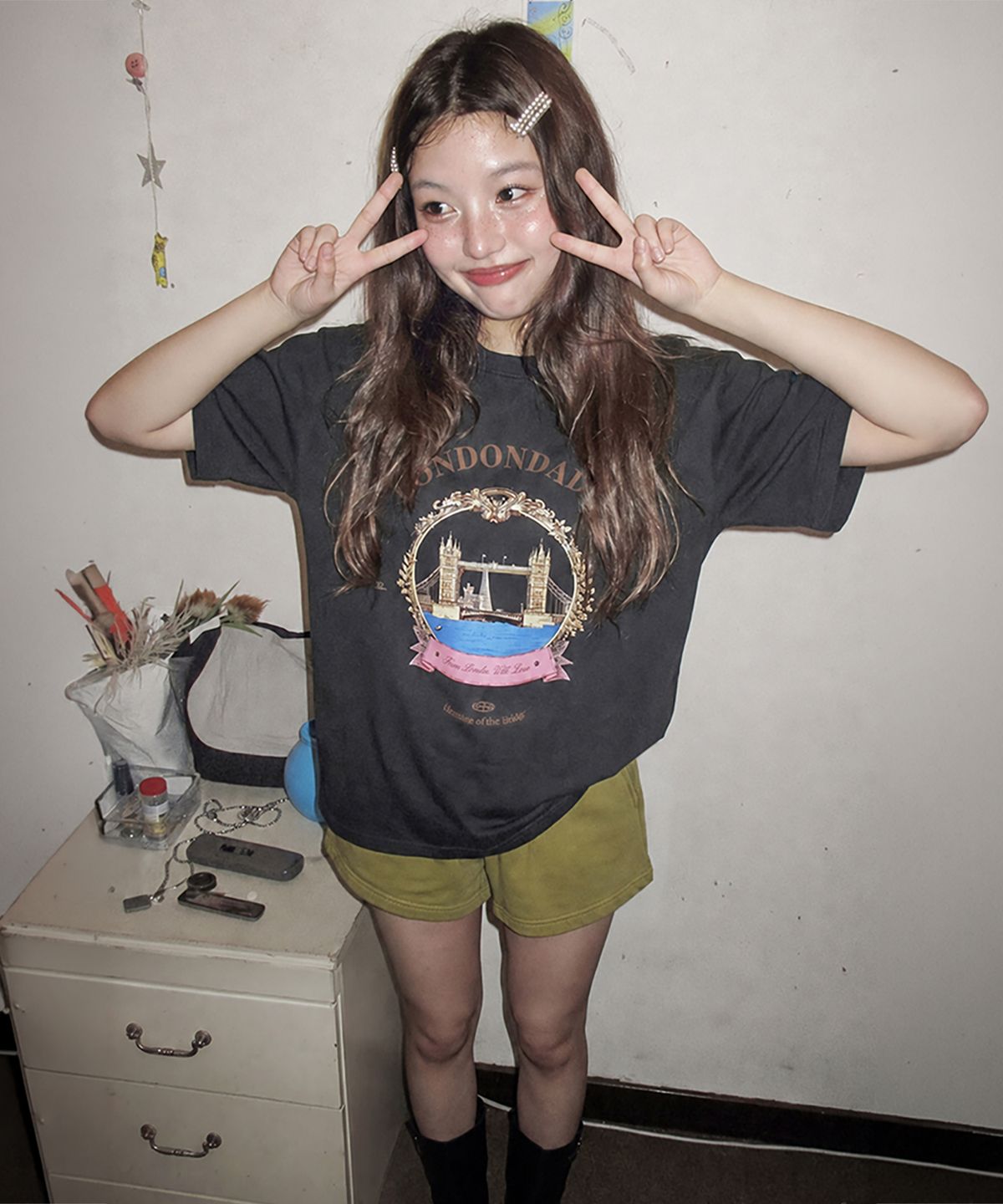 런던다다(LONDONDADA) London-bridge Oversized T-shirt, PIGMENT CHARCOAL