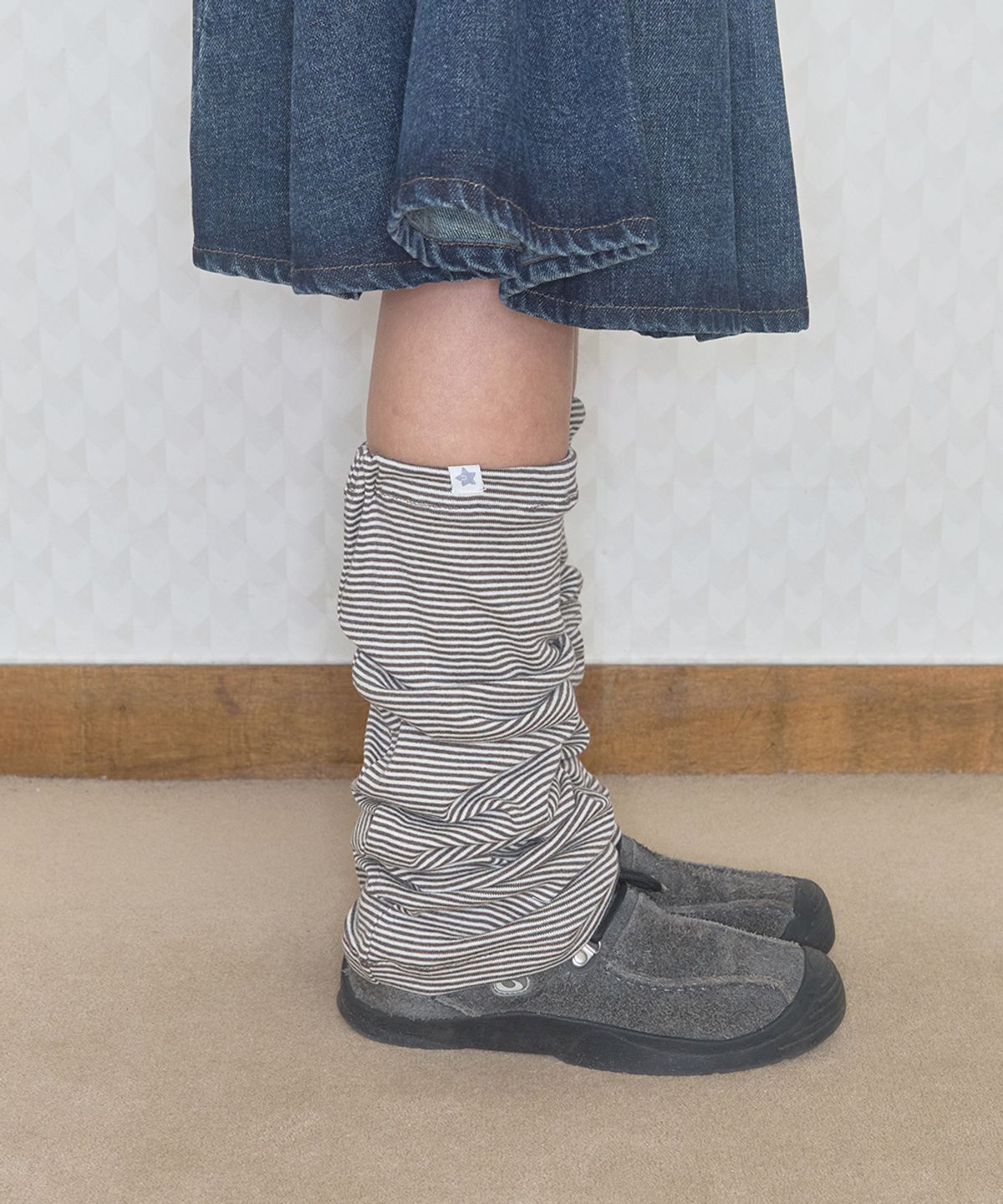 키이비(KIIBI) cozy stripe leg warmer brown