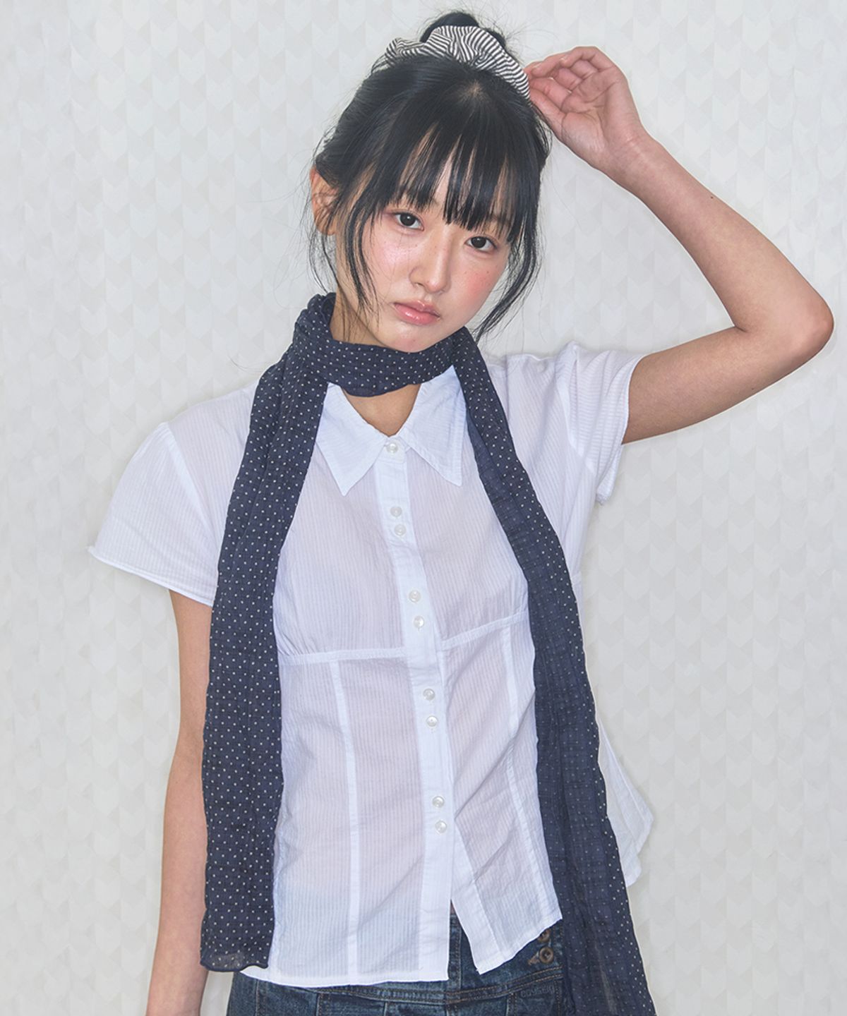 키이비(KIIBI) vintage dot scarf navy