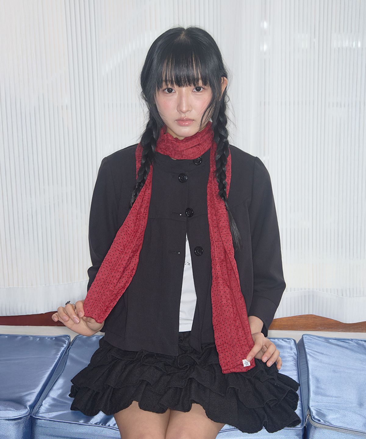 키이비(KIIBI) vintage dot scarf red