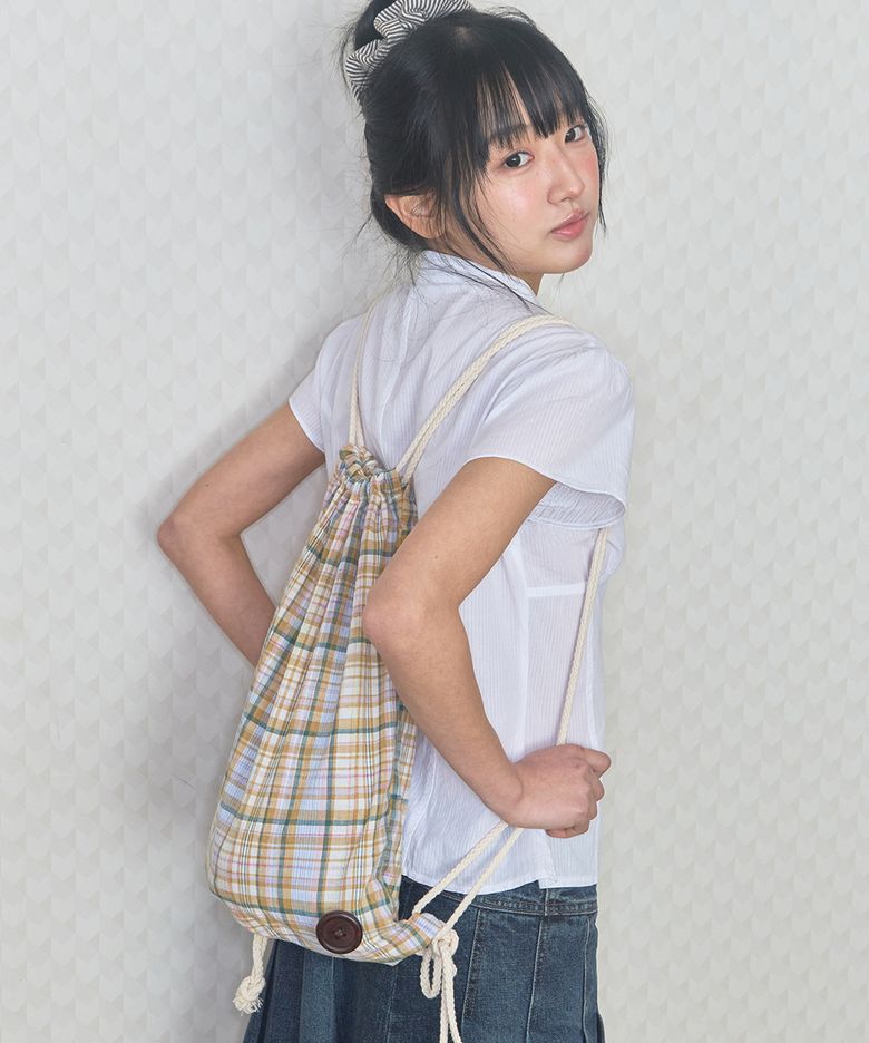 check pattern gym sack yellow